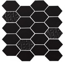 Land Gallery Slim Black Mosaico Hexagonal 29.75x29.75