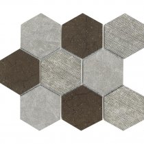 LAntic Colonial World Mosaics Hexagon Texture Brown 29.9x25.9