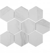Liya Mosaic Ceramics Porcelain Hexagon Carrara 95 25.6x29.5