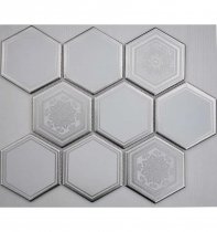 Liya Mosaic Ceramics Porcelain Hexagon Carrara Decor 95 25.8x29.5