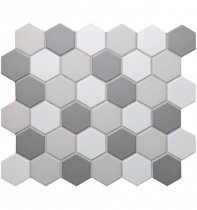 Liya Mosaic Ceramics Porcelain Hexagon Mix Grey 51 28.4x32.4