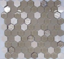 Liya Mosaic Hexagon Beige Glass 29.5x30.5