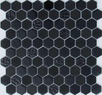 Liya Mosaic Hexagon Black Glass 29.5x30.5