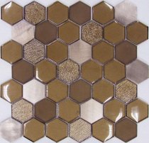 Liya Mosaic Hexagon Brown Metal 30x30