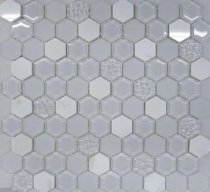 Liya Mosaic Hexagon White Glass 29.5x30.5