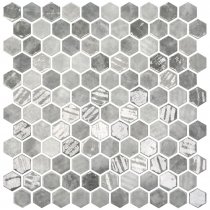 Onix Mosaico Hex Eco Stones Gray Silver Mix 30.1x29