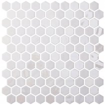 Onix Mosaico Hex Stoneglass Blends Opalo White 30.1x29