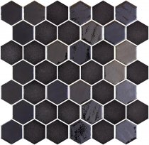 Onix Mosaico Hexagon Blends Xl Stoneglass Opalo Black 28.4x28.6