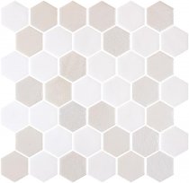 Onix Mosaico Hexagon Blends Xl Stoneglass Opalo White 28.4x28.6