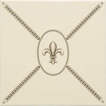 Original Style Artworks Colonial White Cartouche With Fleur De Lis 15.2x15.2