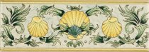 Original Style Artworks Colonial White Scallop Shells Blue And Yellow 5x15.2