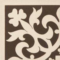 Original Style Victorian Floor Tiles Elgin Corner Brown On White 7.5x7.5