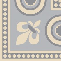 Original Style Victorian Floor Tiles Telford Corner Grey On White 7.5x7.5