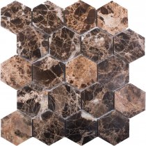 Starmosaic Wild Stone Mosaic Hexagon Dark Emperador Polished 63X63 26x28.2