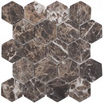 Starmosaic Wild Stone Mosaic Hexagon Dark Emperador Tumbled 26x28.2