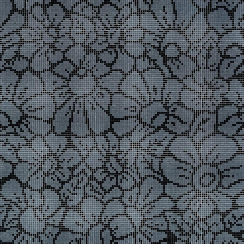 Bisazza Decori 10 Graphic Flowers Black 129.1x129.1