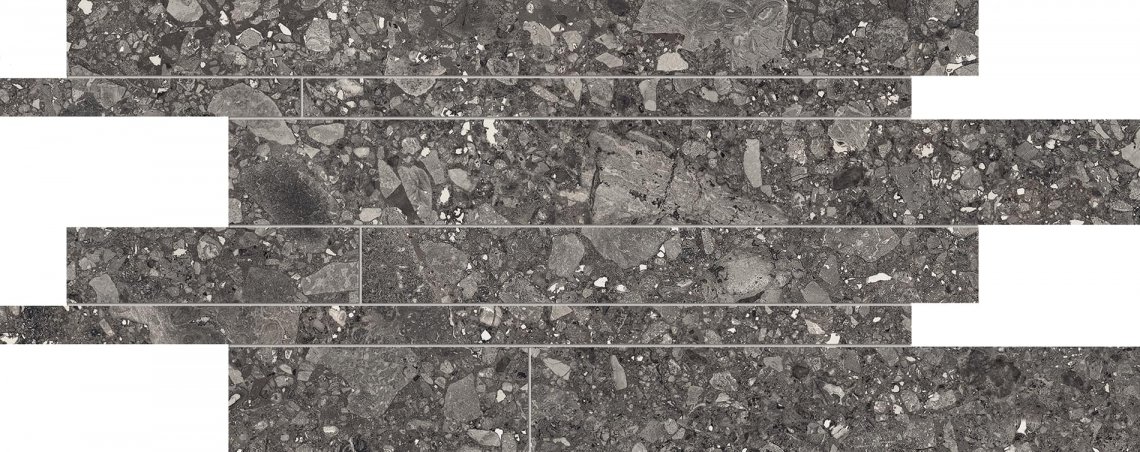 Ergon Lombarda Listelli Sfalsati Nero Naturale 30x60