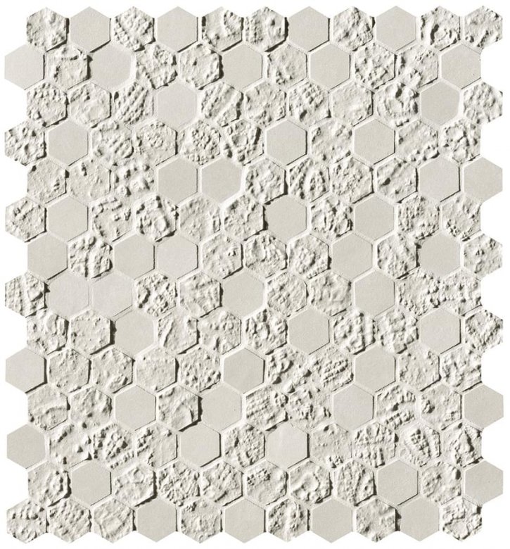 Fap Bloom White Print Esagono Mosaico 29.5x32.5