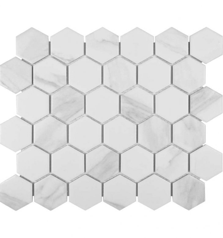 Liya Mosaic Ceramics Porcelain Hexagon Carrara 51 28.4x32.4