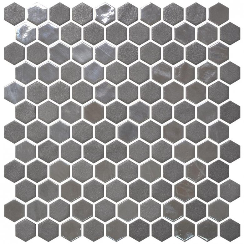Onix Mosaico Hex Stoneglass Blends Opalo Grey 30.1x29