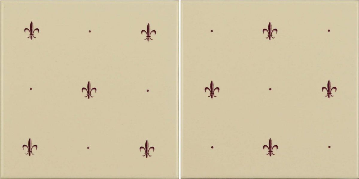 Original Style Artworks Colonial White Fleur De Lis Burgundy 15.2x30.4