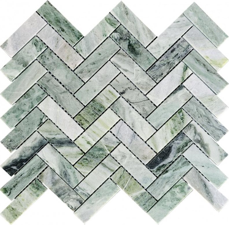 Pixel Mosaic Мрамор Jet Green 23х73 Полированная 28.2x31.7