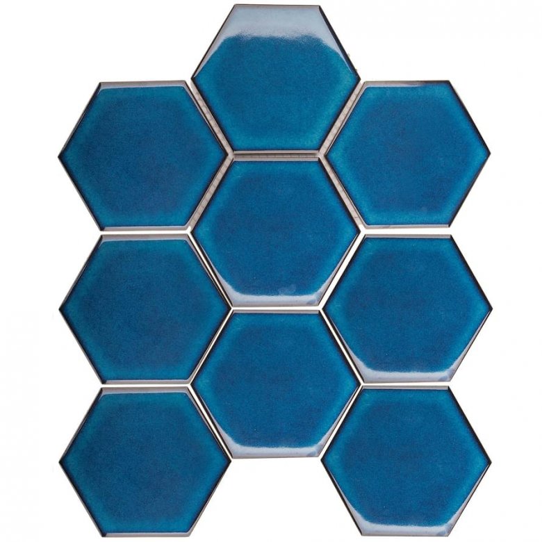 Starmosaic Homework Hexagon Big Deep Blue Glossy 29.1x29.5