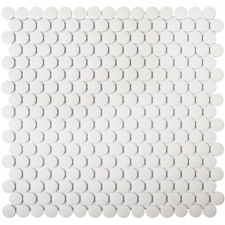 Starmosaic Homework Mosaic Penny Round White Matt 30.9x31.5