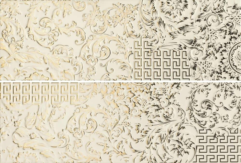Versace Gold Decori Patchwork Crema-Oro 25x75